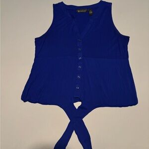 INC International Concepts Blue Buttoned Tie Front Tank Top